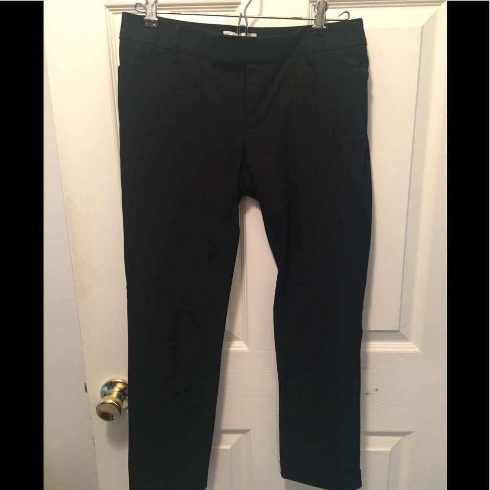 Black Slim Cropped Dress Pants